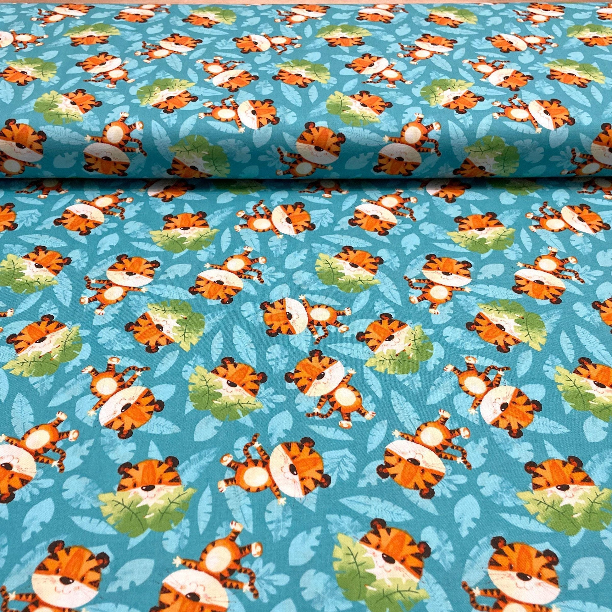 Tossed Tiger Fabric - 100% cotton - Henry Glass - Party Animals by Rob Parkinson