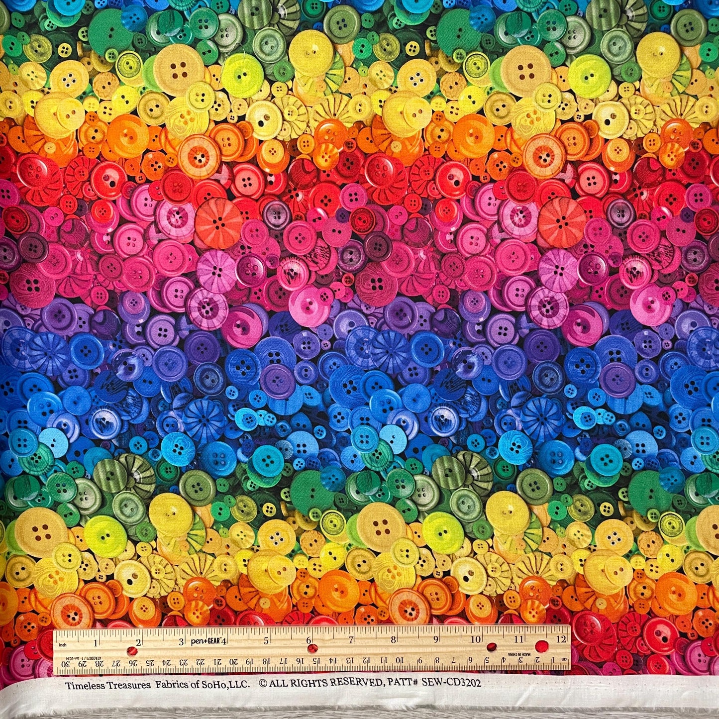 Ombre Sewing Supply Fabric - Timeless Treasures - 100% Cotton - Sewing Room Collection - Zipper Buttons