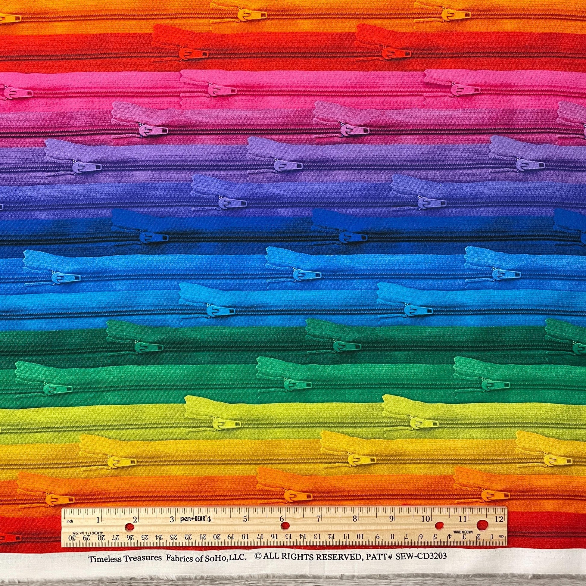 Ombre Sewing Supply Fabric - Timeless Treasures - 100% Cotton - Sewing Room Collection - Zipper Buttons