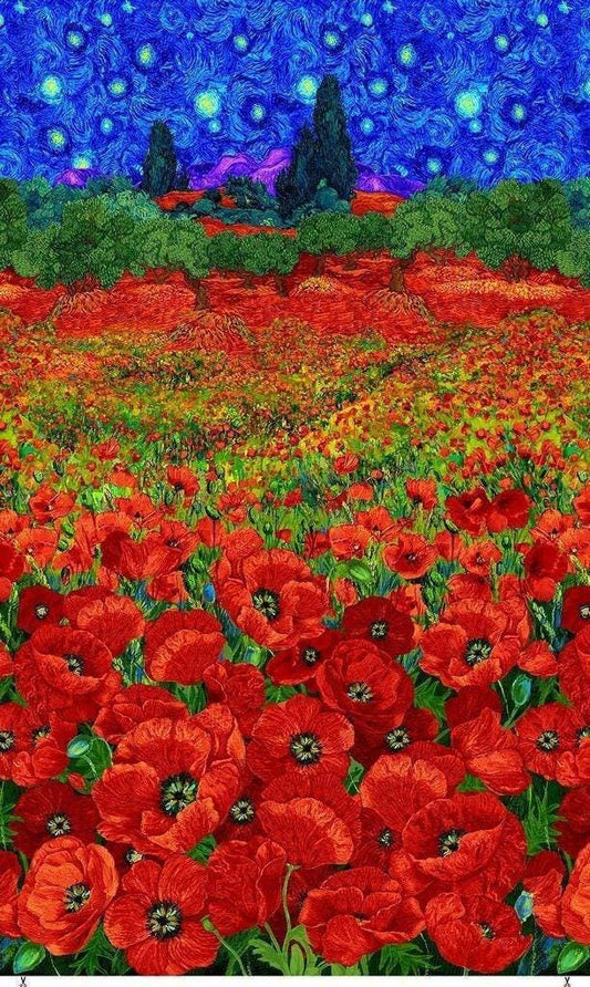 Poppies Field Fabric Panel 24" x 44" - Timeless Treasures