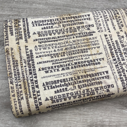 Tim Holtz Typography - Parchment - 100% Cotton Fabric - FreeSpirit - Eclectic Elements - Monochrome Collection