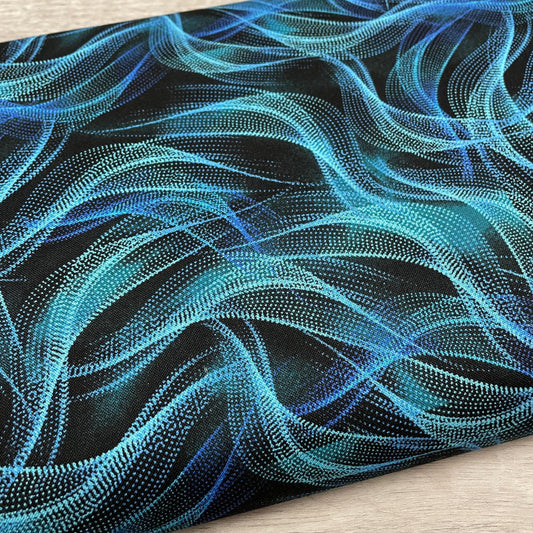 Abstract Dotty Waves - 100% Cotton Fabric - Timeless Treasures - Electric Ocean