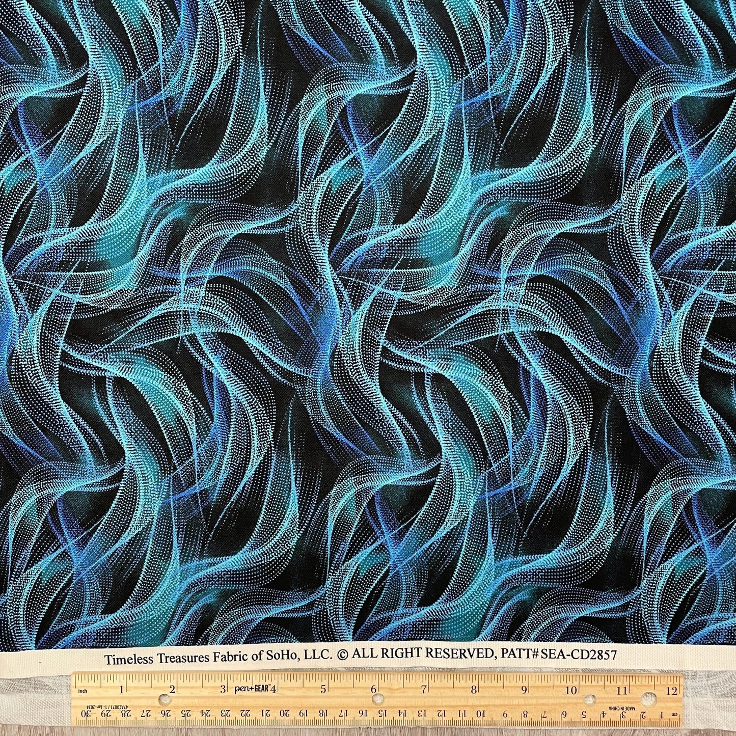 Abstract Dotty Waves - 100% Cotton Fabric - Timeless Treasures - Electric Ocean
