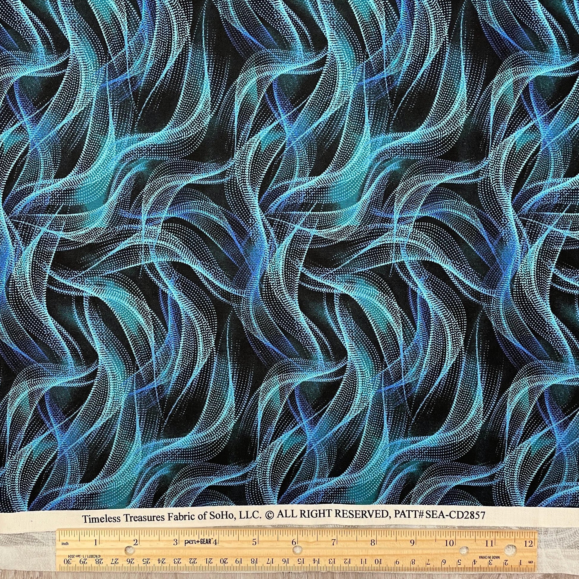 Abstract Dotty Waves - 100% Cotton Fabric - Timeless Treasures - Electric Ocean