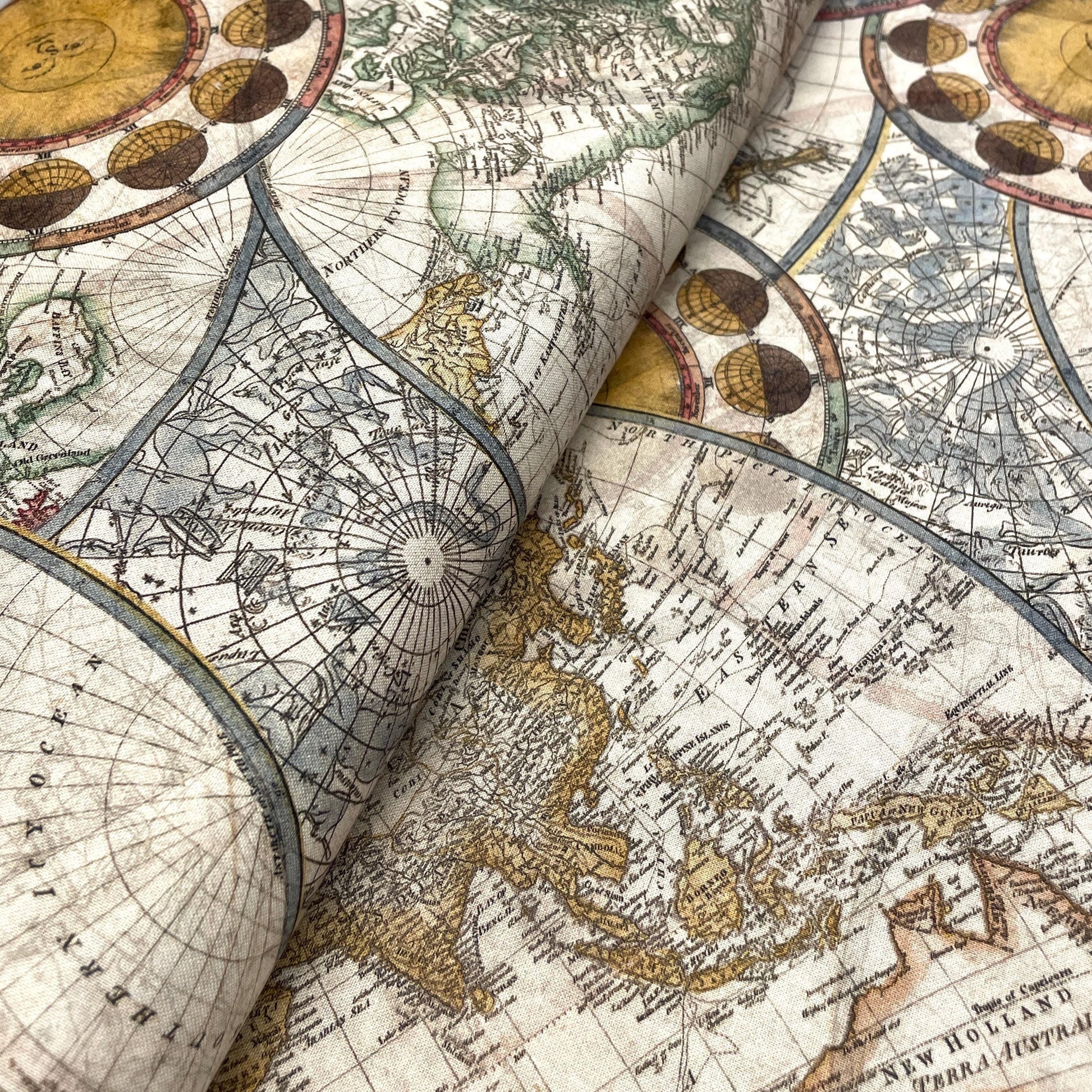 World Map Fabric - Robert Kaufman Library of Rarities - 100% Cotton - SRKD-19187-199 ANTIQUE