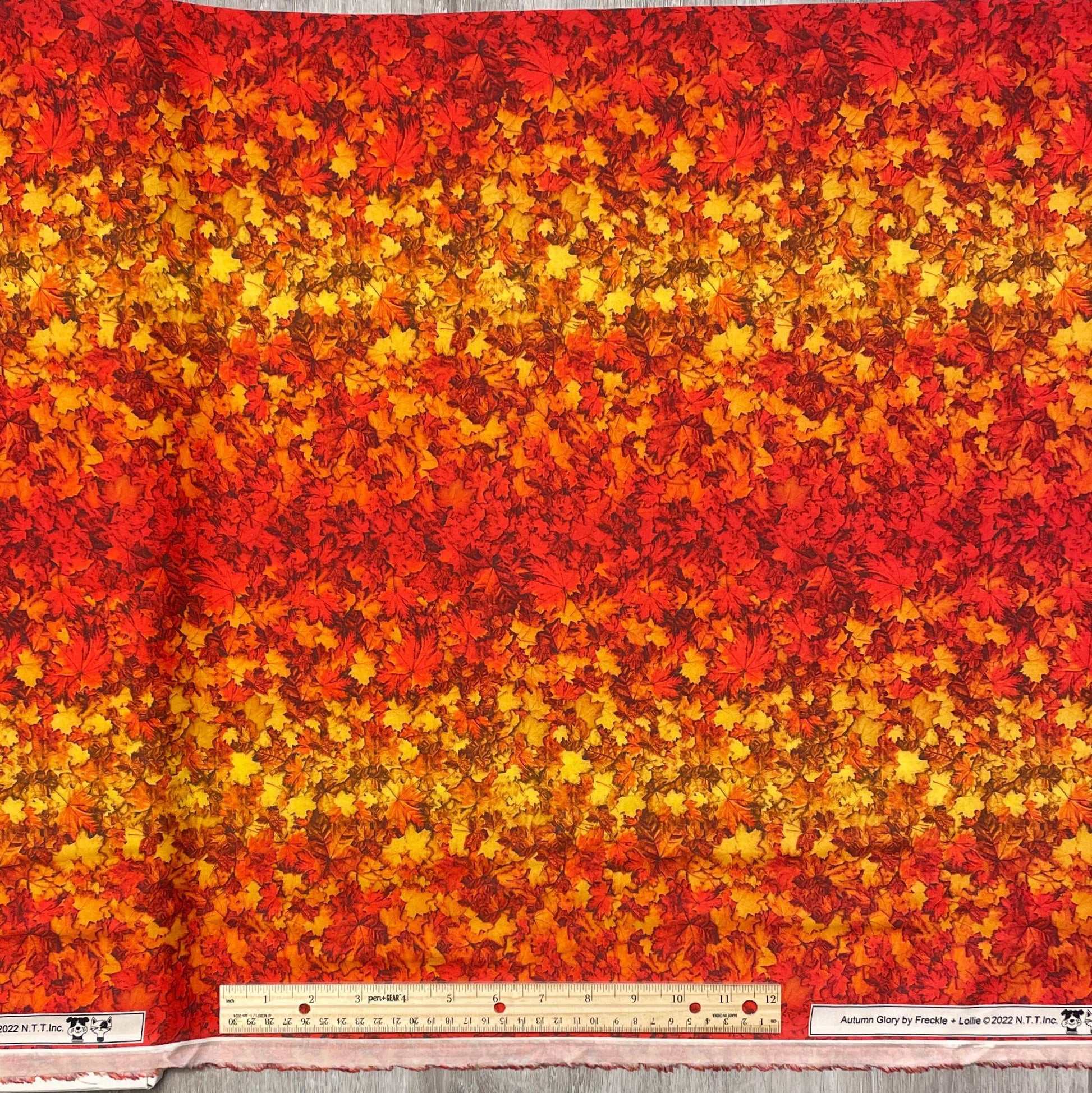 Fall Leaf Fabric - Orange Ombre Leaves - Autumn Glory