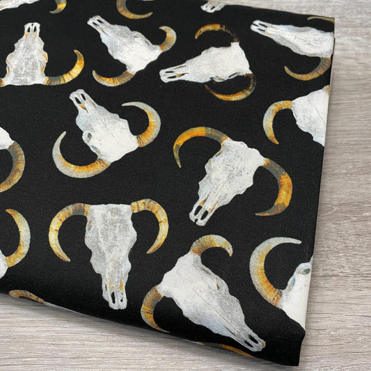 Bull Skull Fabric - Michael Miller Big Sky Country Collection - 100% Cotton