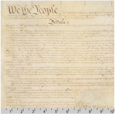 United States Constitution Fabric - 100% Cotton - Robert Kaufman - USA Patriotic July 4th Government History