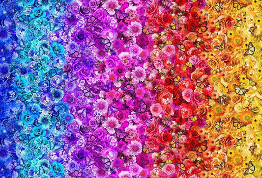 Rainbow Butterfly Fabric - Timeless Treasures - 100% Cotton - CD3630 - Ombre floral