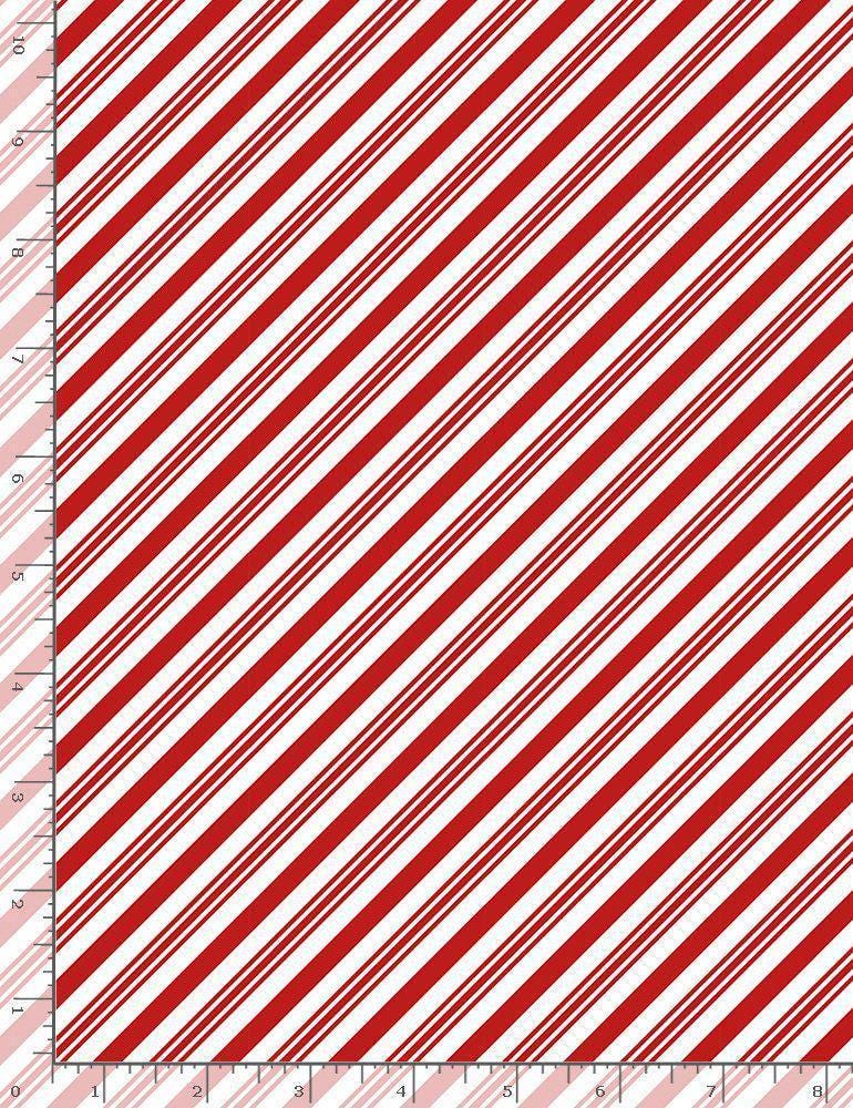 Candy Cane Diagonal Red Stripes Fabric - Timeless Treasures - 100% Cotton - CD1465