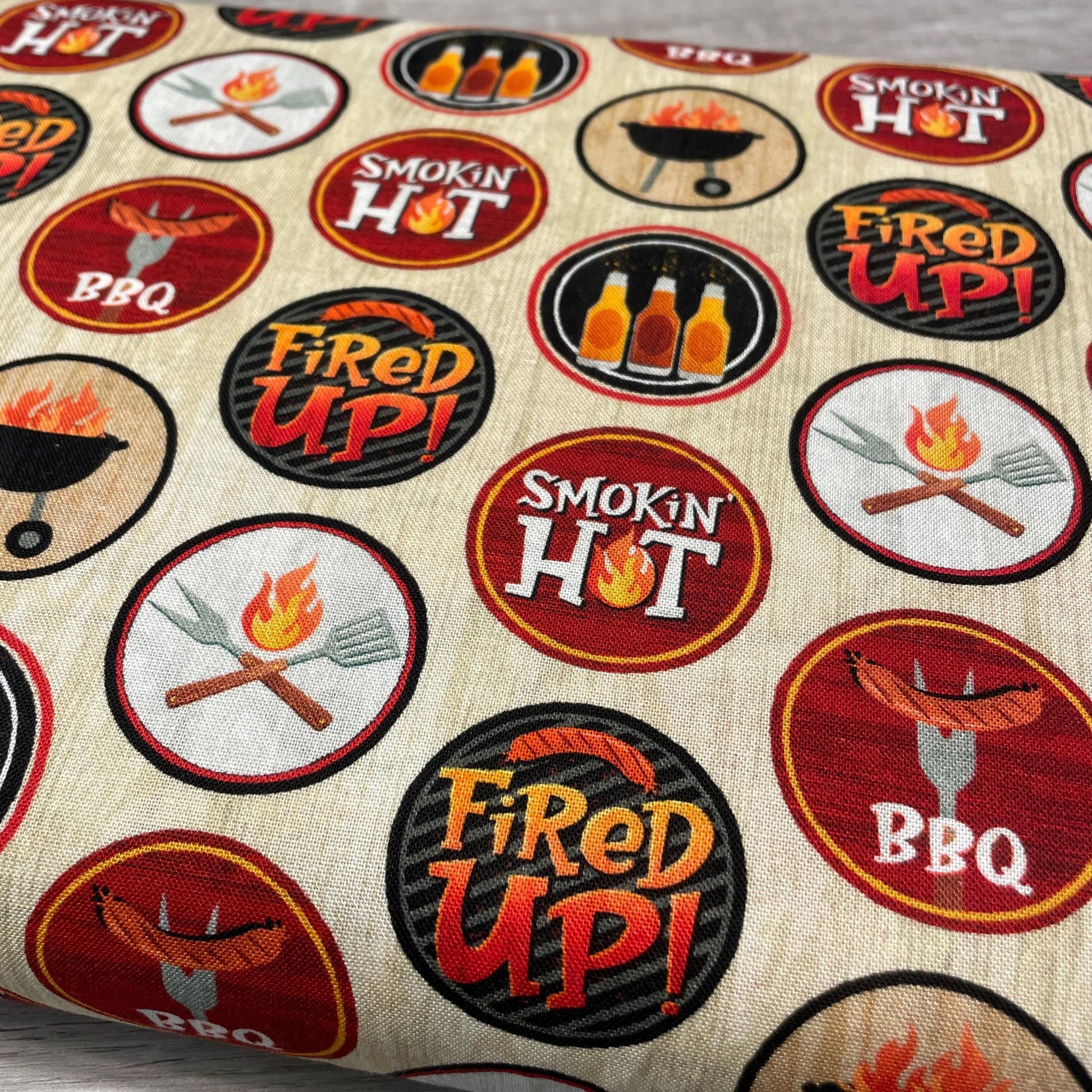 BBQ Fabric - Michael Miller - 100% Cotton - Chill and Grill - Grilling Barbecue Cooking Chef Gift