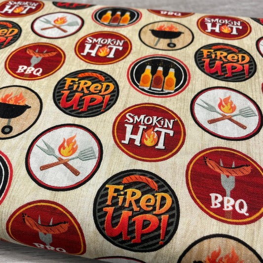 BBQ Fabric - Michael Miller - 100% Cotton - Chill and Grill - Grilling Barbecue Cooking Chef Gift