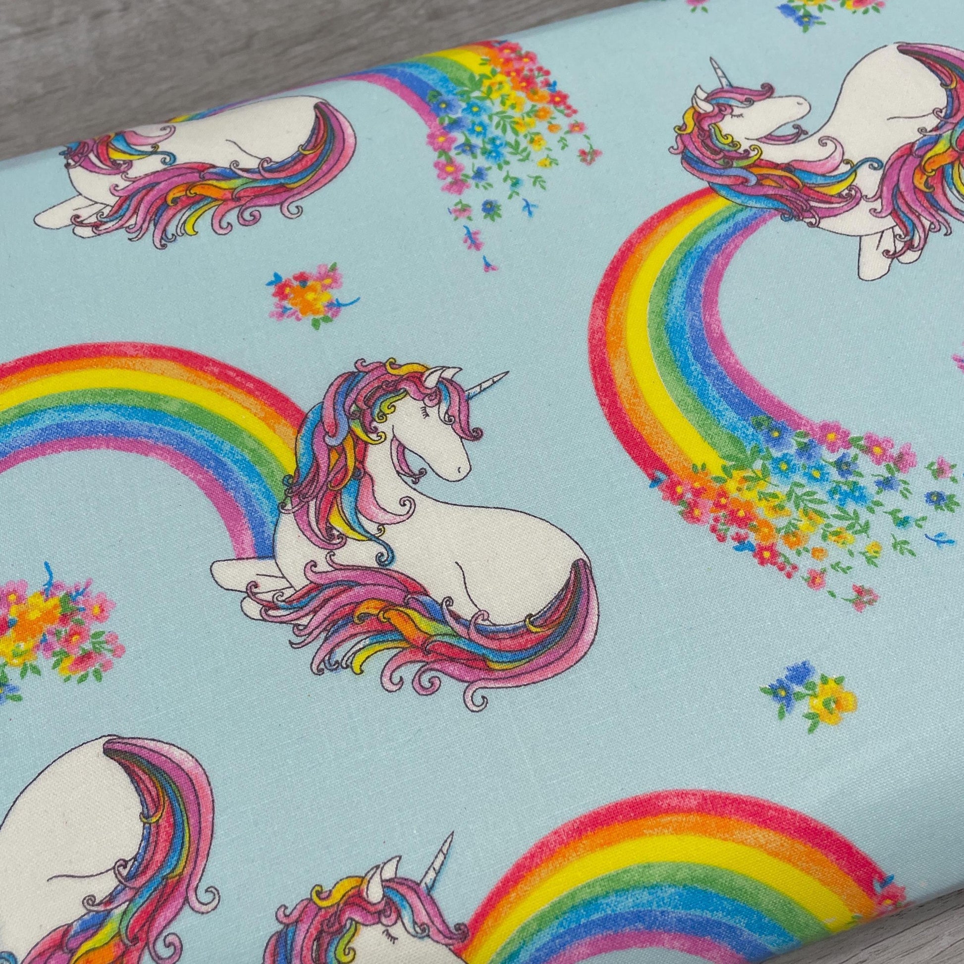 Unicorn and Rainbows fabric - 100% cotton