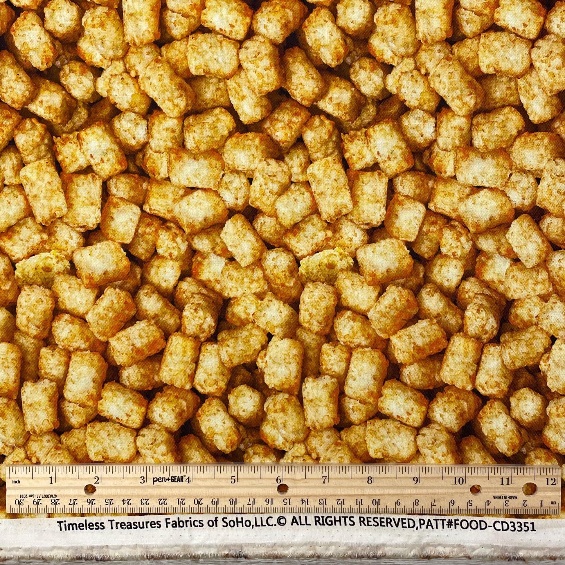 Tater Tot Fabric - Timeless Treasures - 100% Cotton - What's for Breakfast? - Food Potatoes