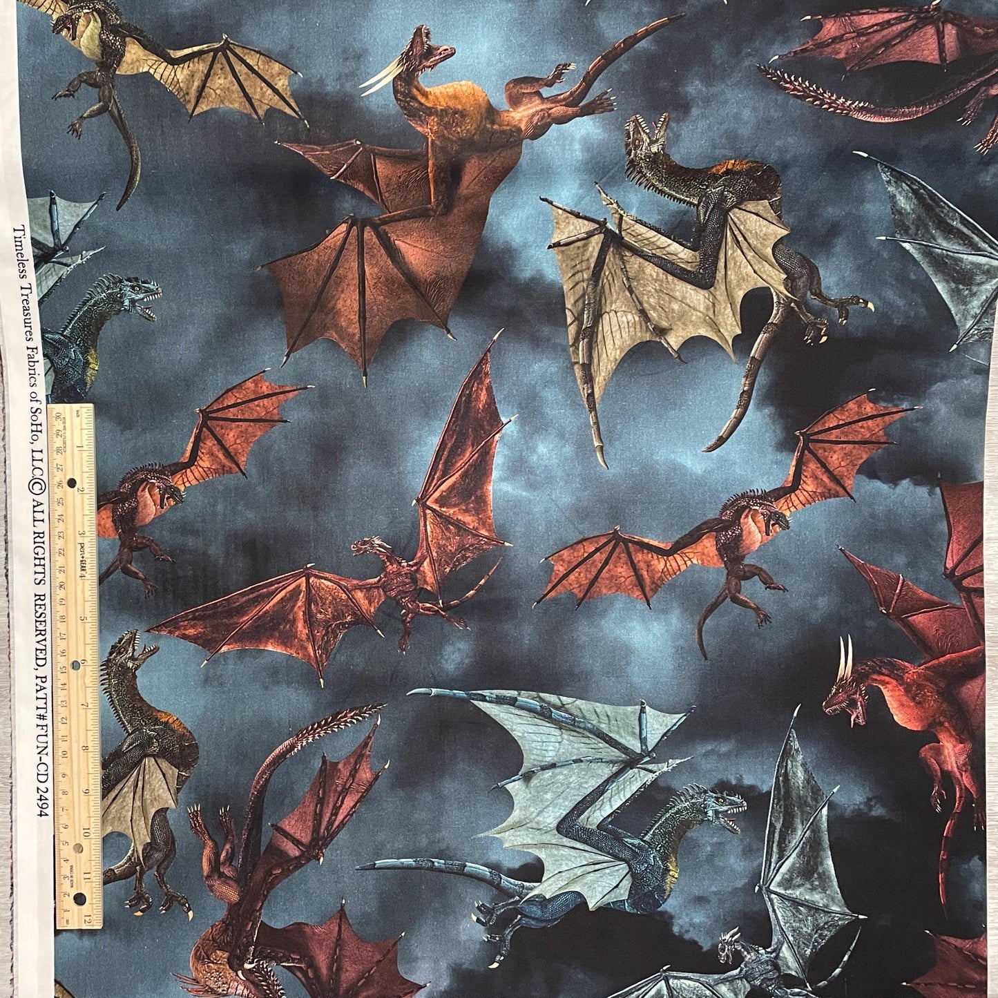 Dragon's Battle Fabric - Timeless Treasures - 100% Cotton - Dragon's Lair Collection
