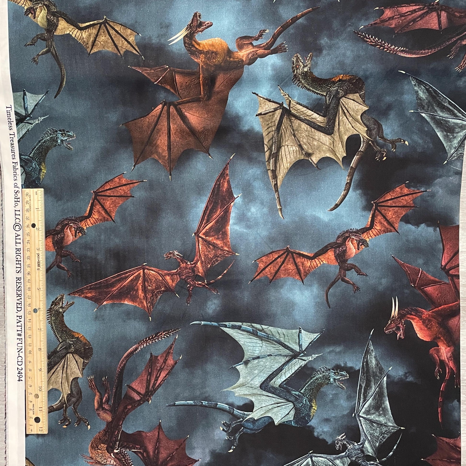 Dragon's Battle Fabric - Timeless Treasures - 100% Cotton - Dragon's Lair Collection