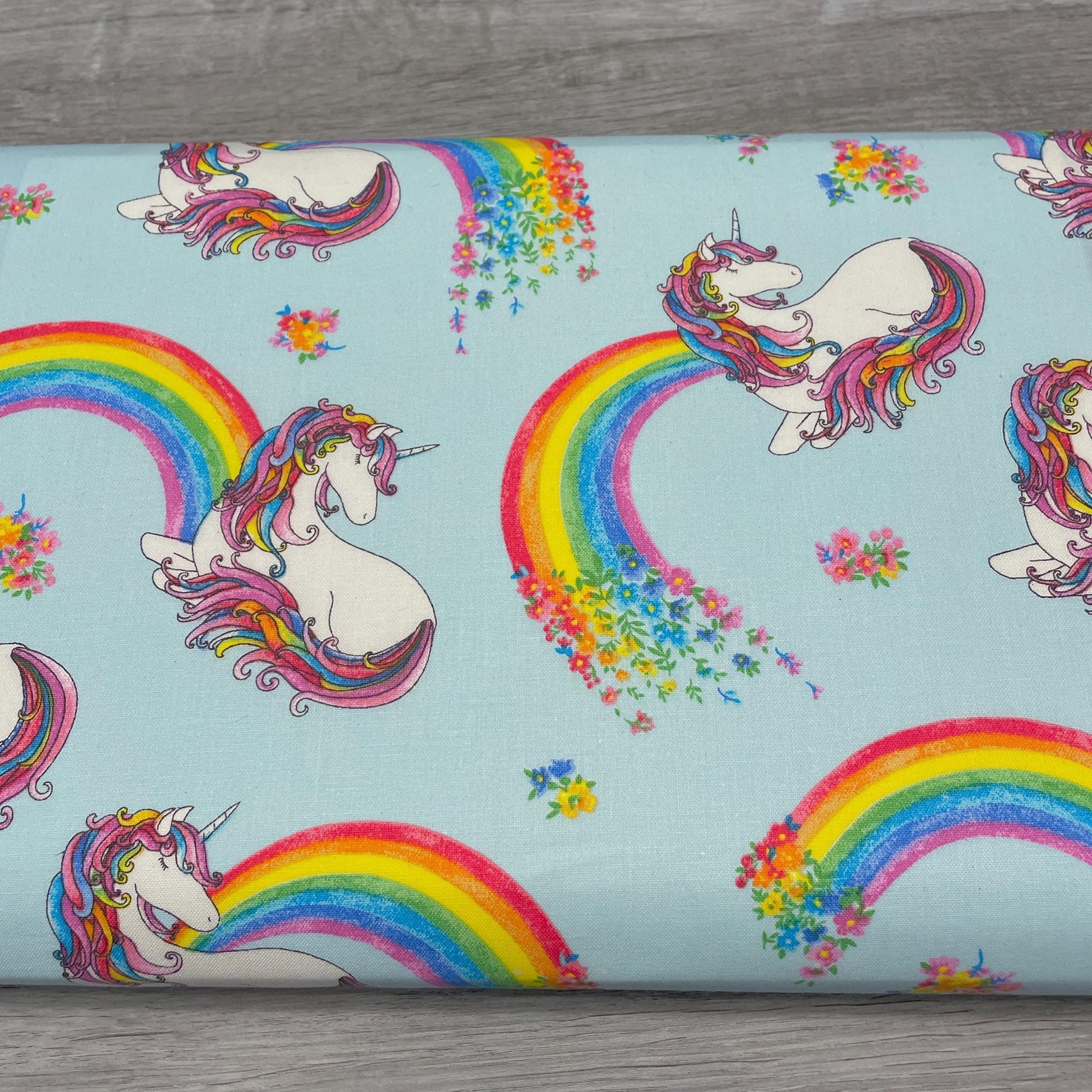 Unicorn and Rainbows fabric - 100% cotton
