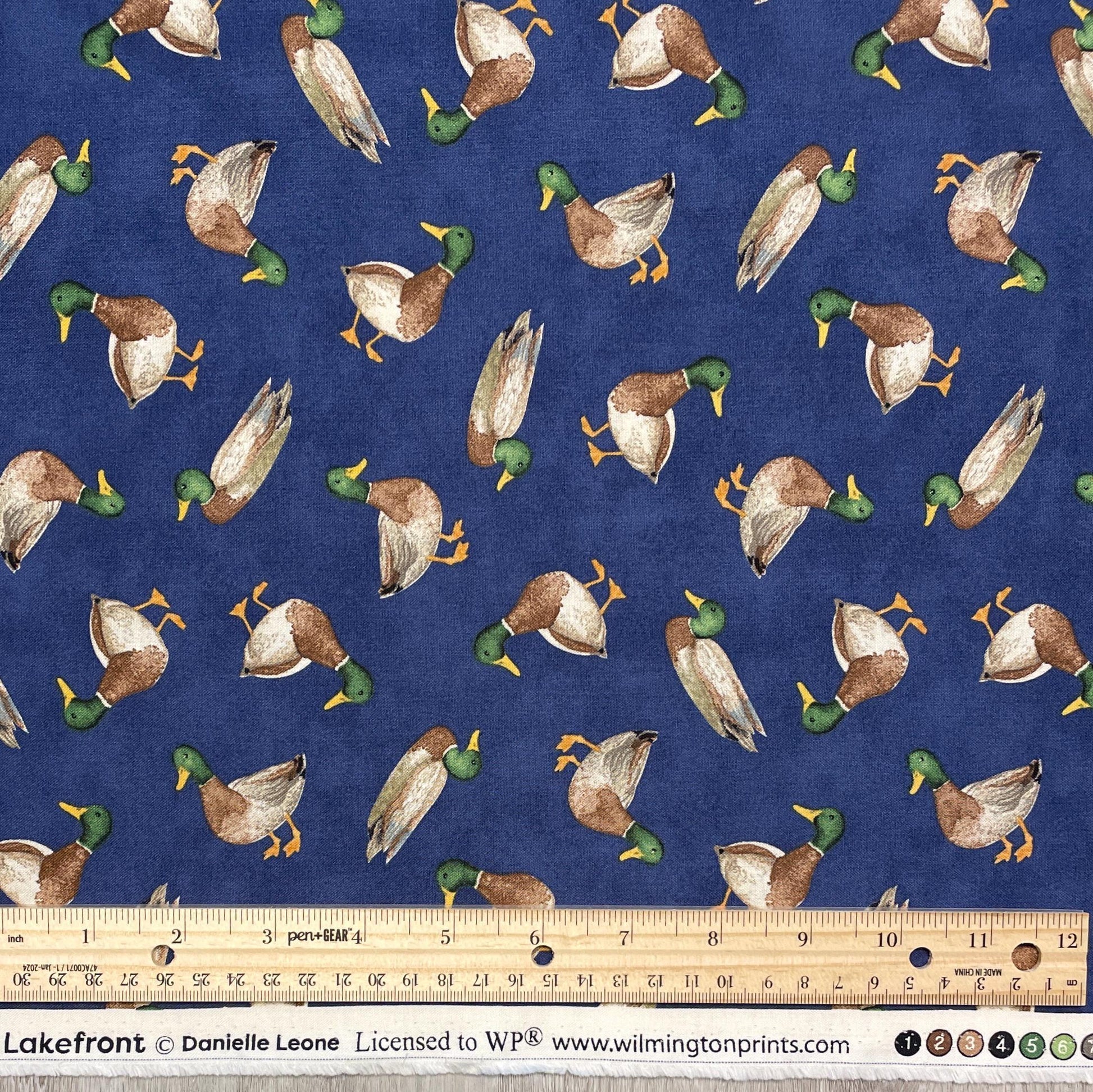Mallard Toss Navy - Wilmington Prints - Lakefront Collection - 100% Cotton Fabric