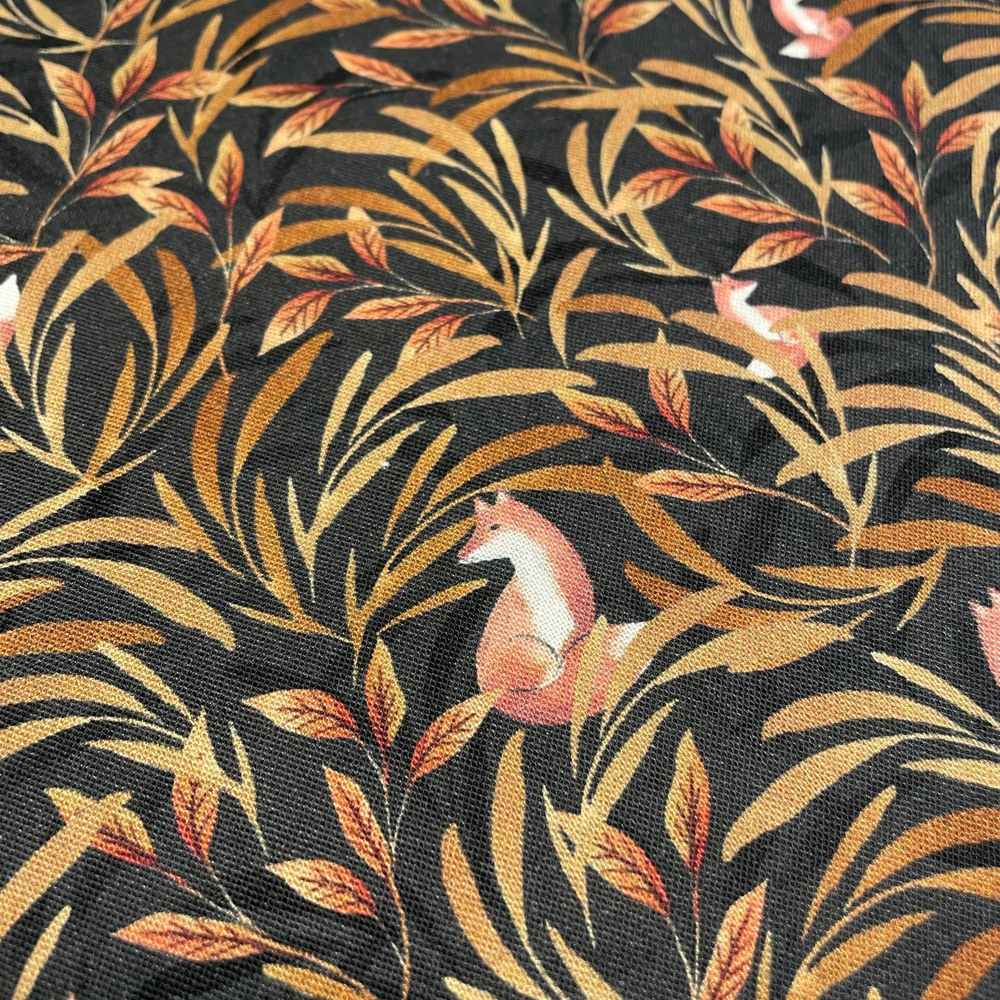 Fox Fabric - Fox In Leafy Forest - 100% Cotton