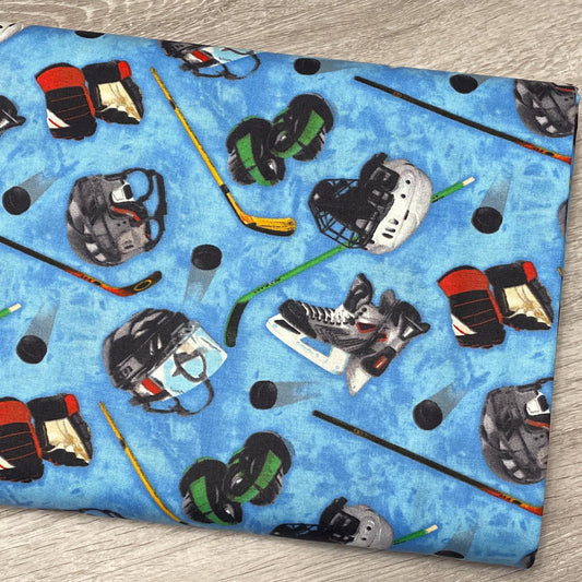 Hockey Fabric - 137-Blue - Elizabeth's Studio Sports Collection - 100% Cotton