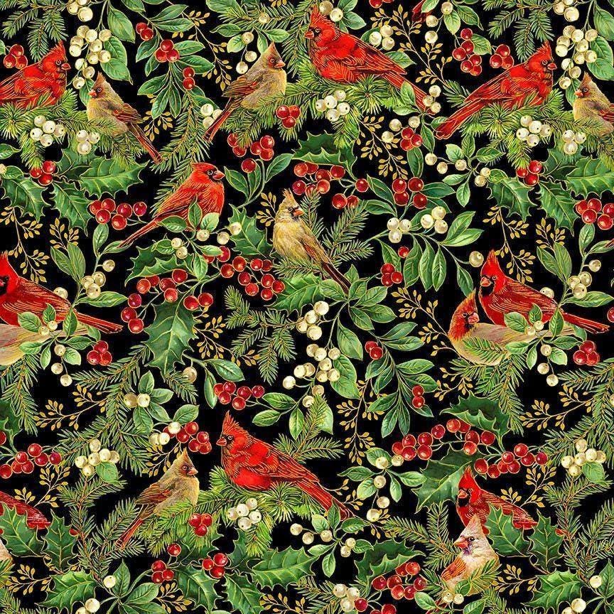 Cardinal Fabric - METALLIC - Christmas Magic - Timeless Treasures