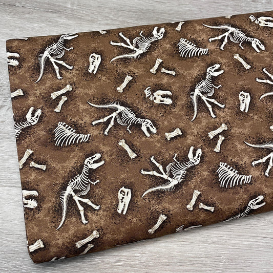 Dinosaur Fossil fabric - Brown - Michael Miller Dinosaurs - 100% Cotton