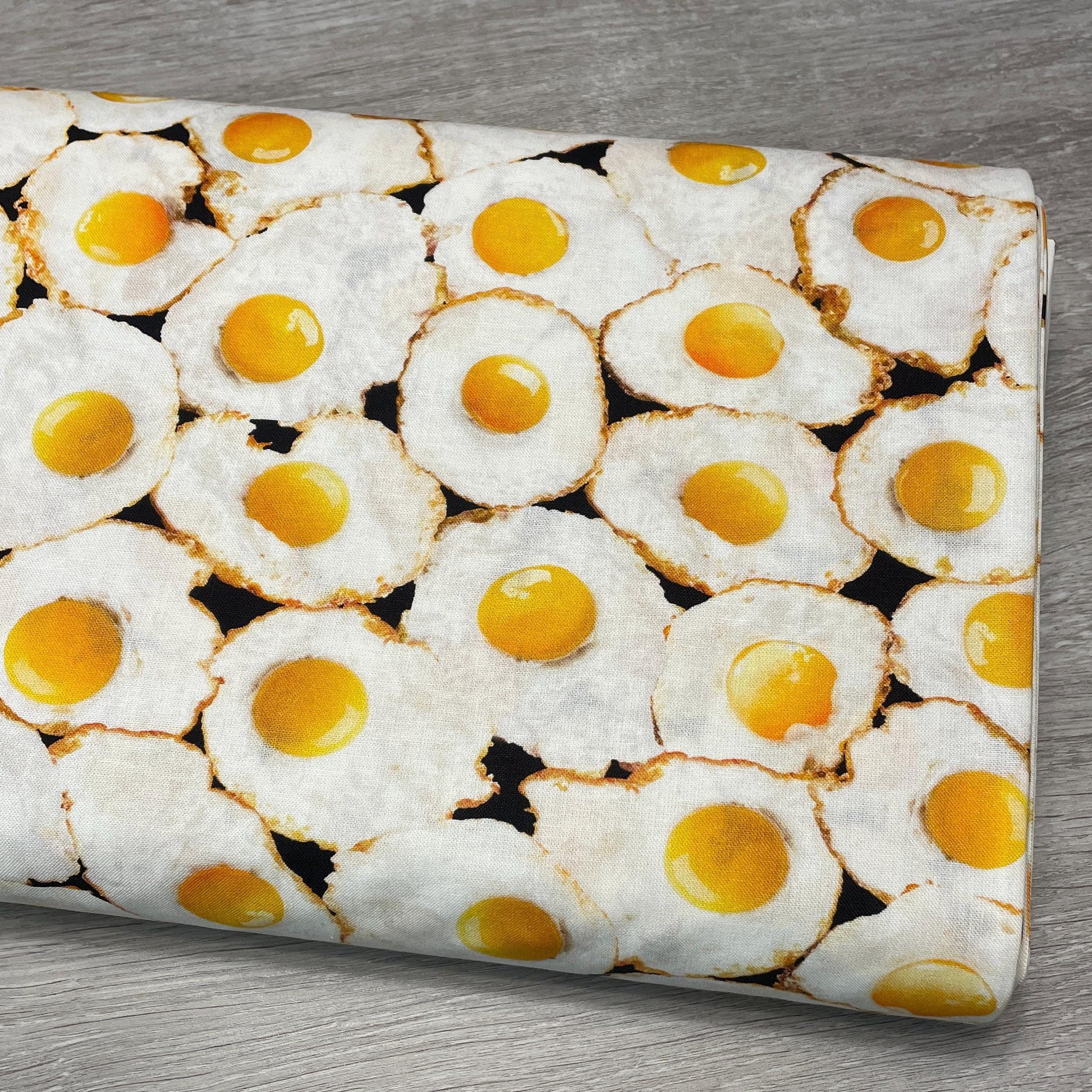 Fried Egg Fabric - Timeless Treasures - 100% Cotton - What's for Breakfast? - Food Sunny Side Up Eggs Chickens