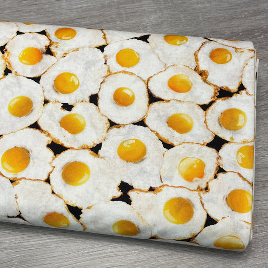 Fried Egg Fabric - Timeless Treasures - 100% Cotton - What's for Breakfast? - Food Sunny Side Up Eggs Chickens
