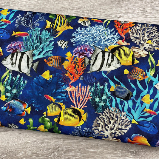 Coral Reef Life - Timeless Treasure - Fish Fabric - 100% Cotton - Ocean Fabric Beach Print Sea Life