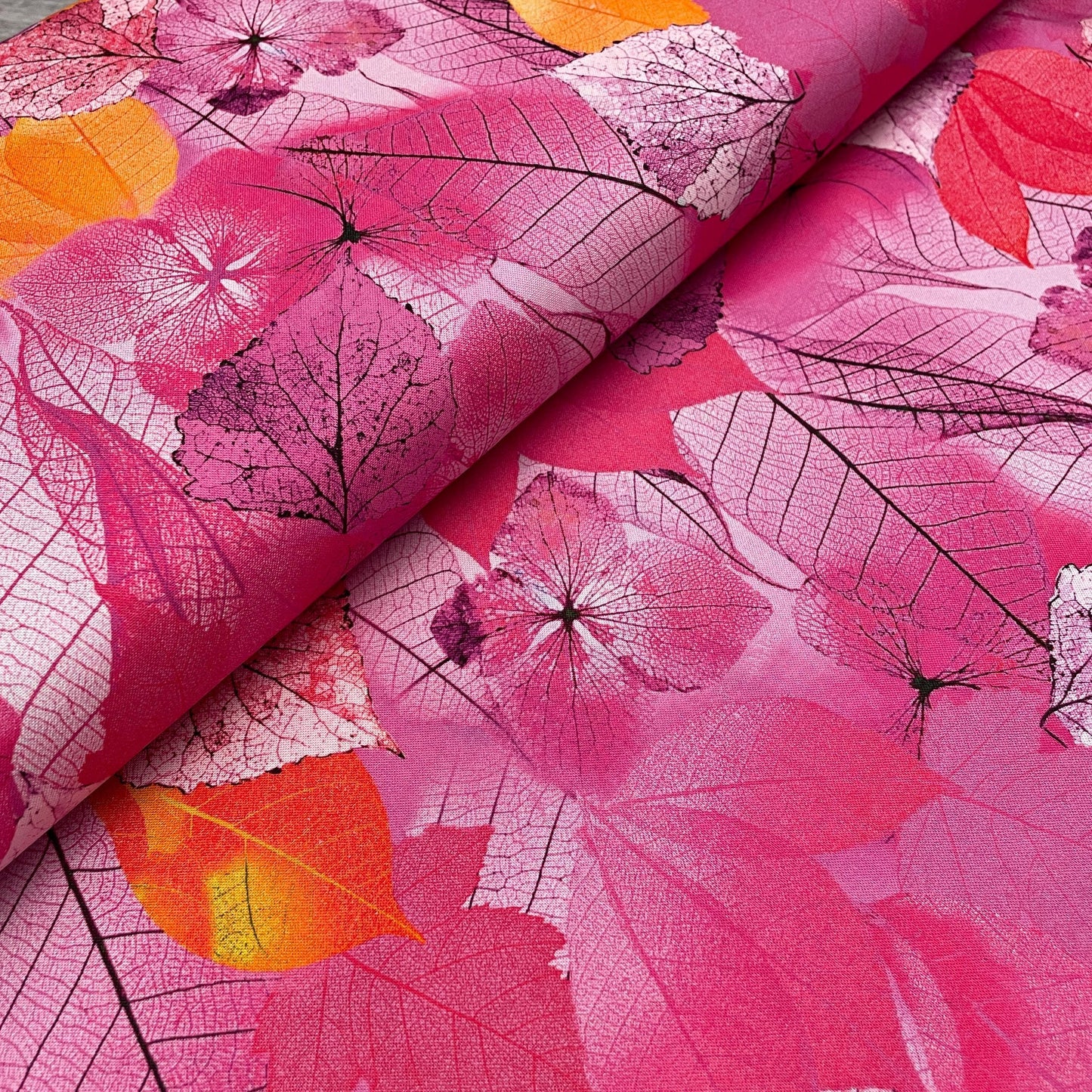 Leaf Fabric - Pink - 100% Cotton - Timeless Treasures - Fanciful Fronds Collection
