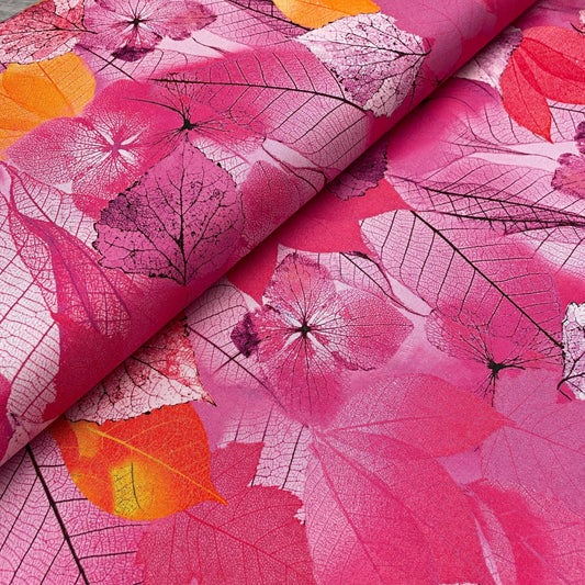 Leaf Fabric - Pink - 100% Cotton - Timeless Treasures - Fanciful Fronds Collection
