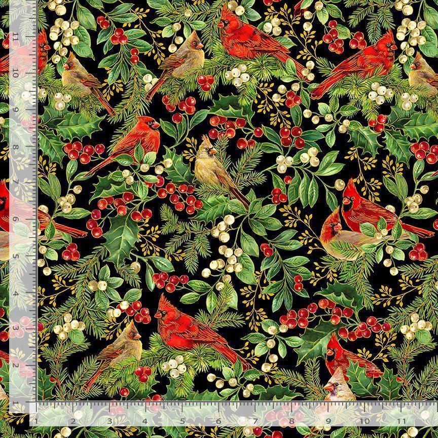Cardinal Fabric - METALLIC - Christmas Magic - Timeless Treasures
