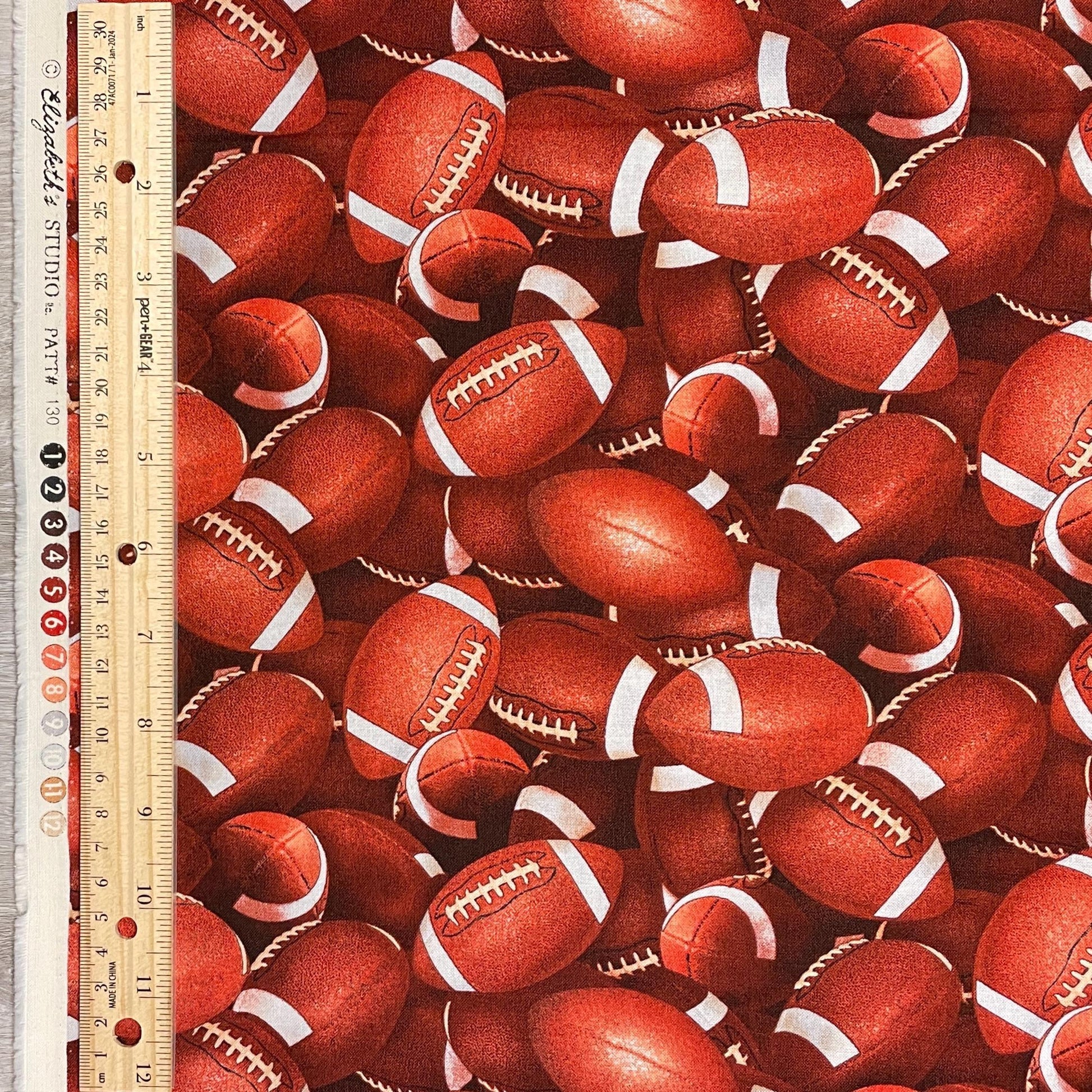 Football fabric by the yard - 100% Cotton - Elizabeth's Studio 130-Brown