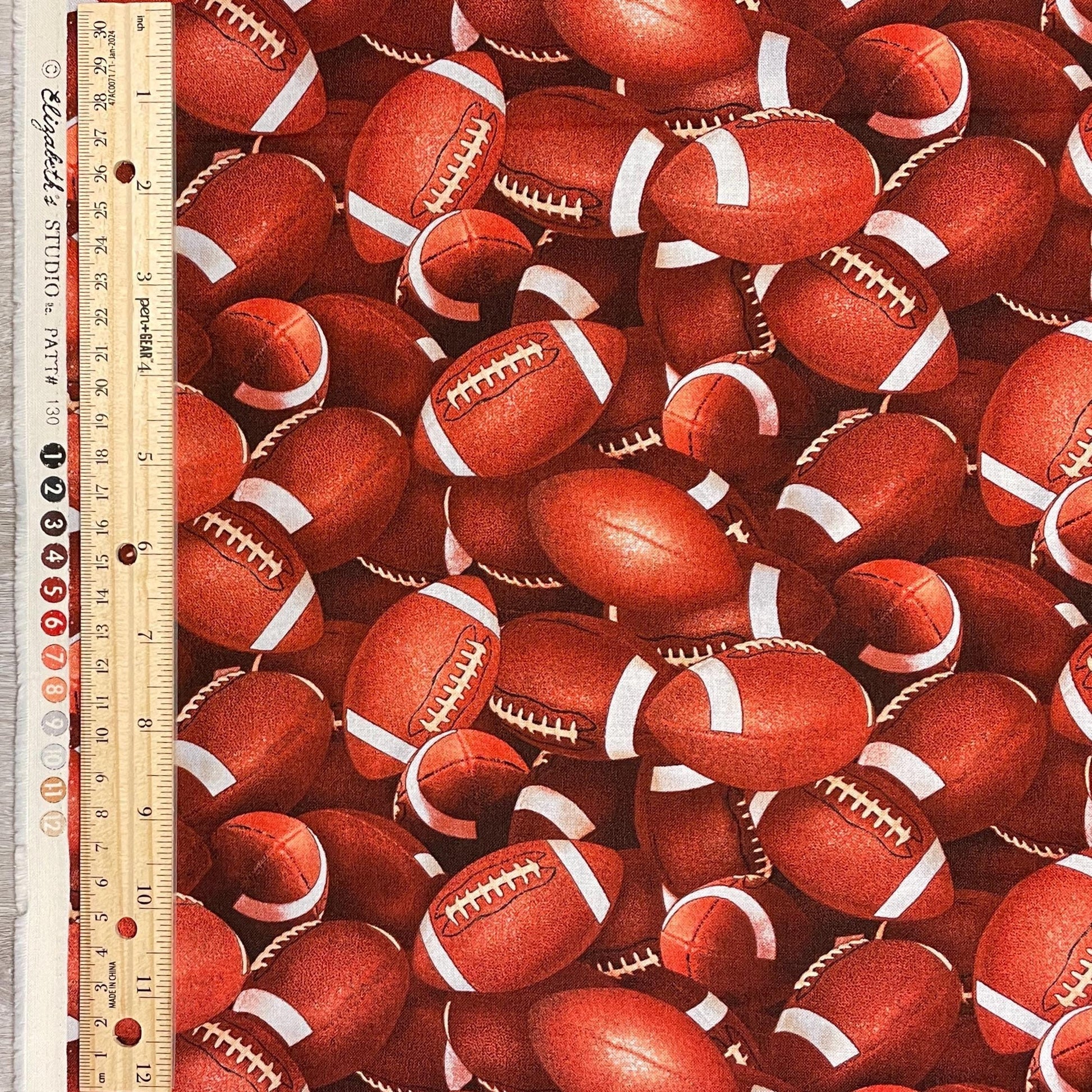 Football fabric by the yard - 100% Cotton - Elizabeth's Studio 130-Brown
