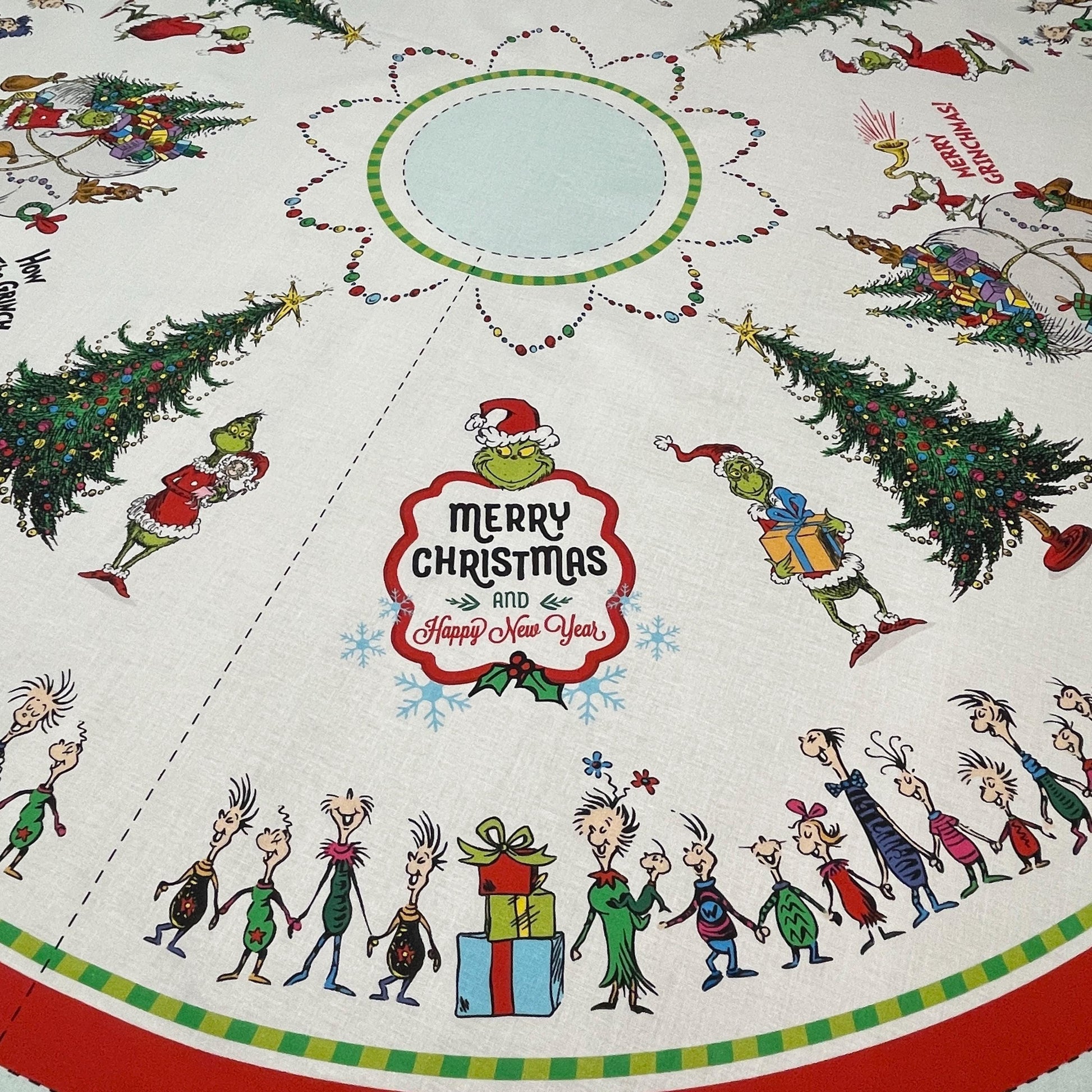 Grinch Tree Skirt Fabric Panel - YOU SEW - 46" x 44" - Robert Kaufman - How the Grinch Stole Christmas - 100% cotton