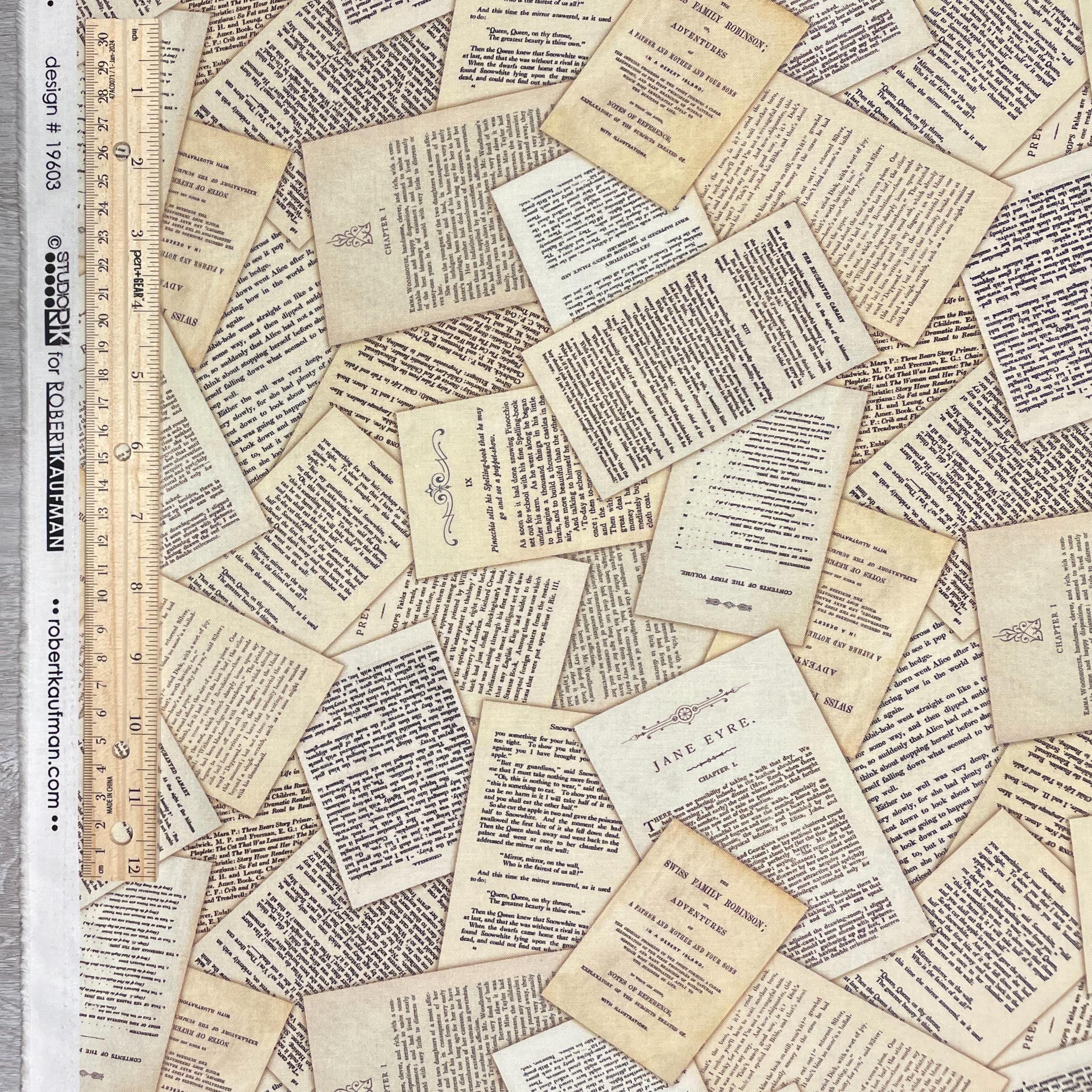 Classic Book Page Fabric - Robert Kaufman Library of Rarities
