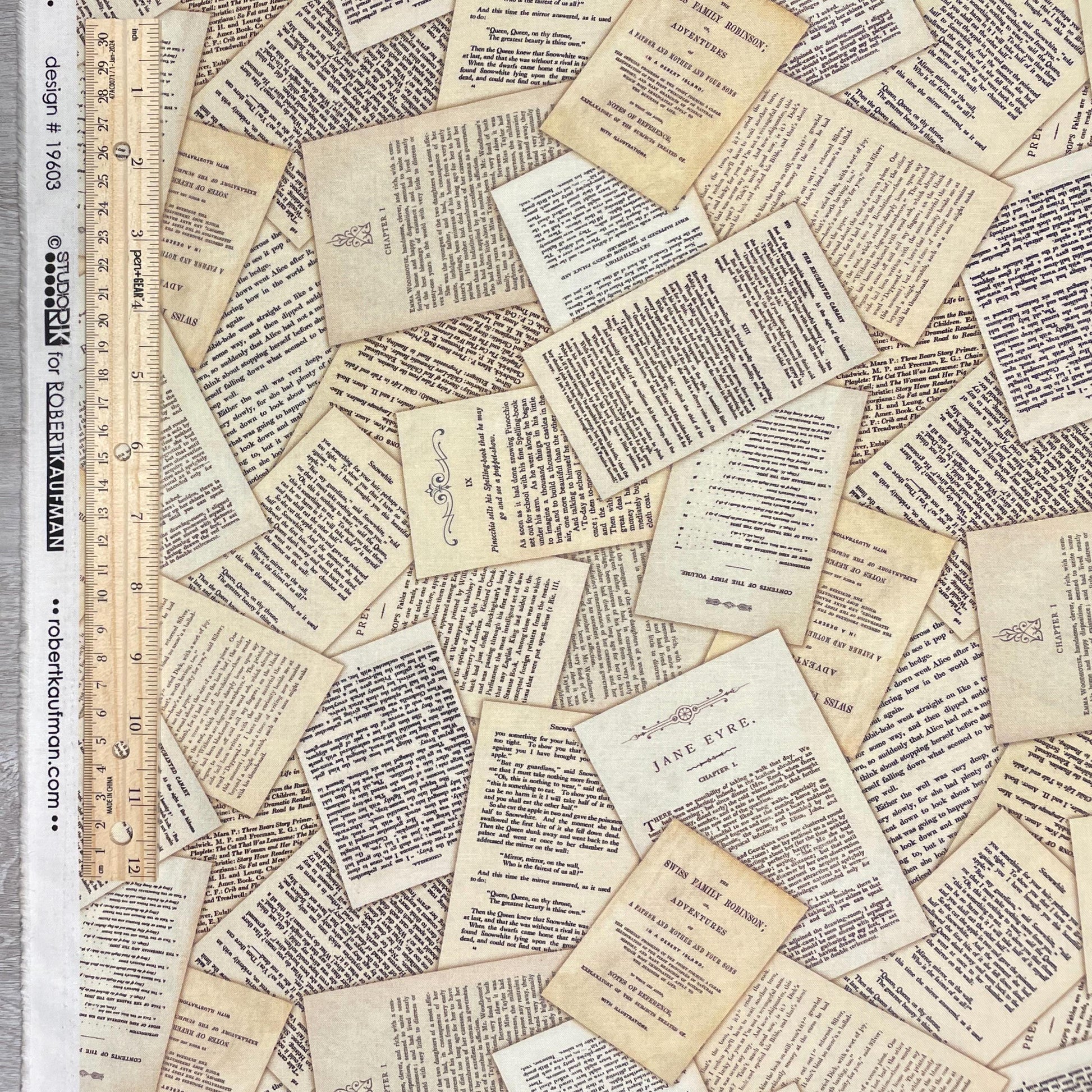 Classic Book Page Fabric - Robert Kaufman Library of Rarities - 100% Cotton