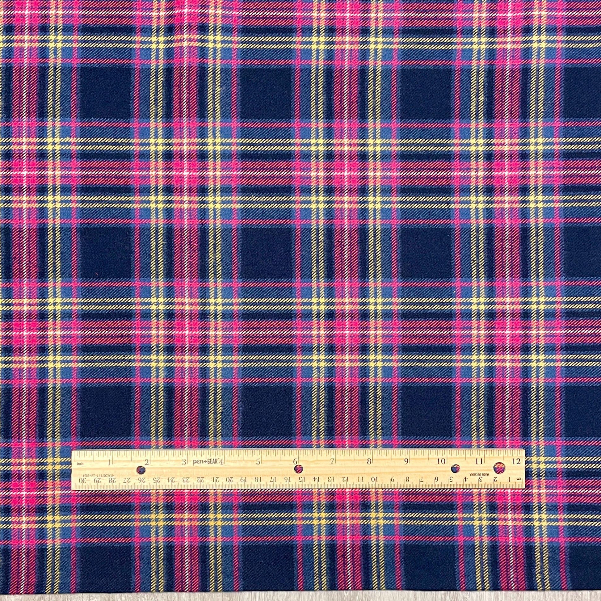 Plaid Navy FLANNEL Fabric - Marcus Fabrics - 100% Cotton Fabric