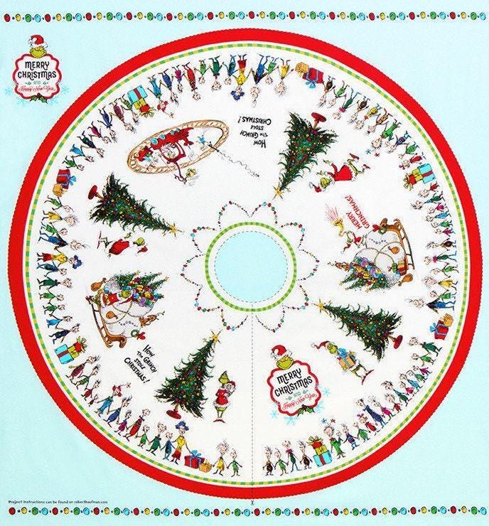 Grinch Tree Skirt Fabric Panel - YOU SEW - 46" x 44" - Robert Kaufman - How the Grinch Stole Christmas - 100% cotton