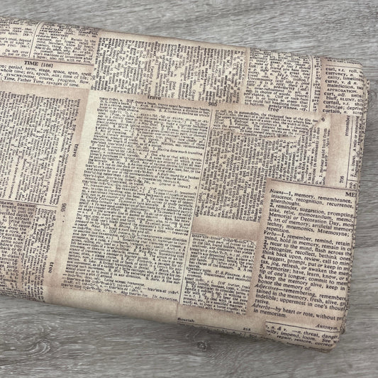 Tim Holtz Dictionary - Neutral - 100% Cotton Fabric - FreeSpirit - Eclectic Elements - Foundations Collection