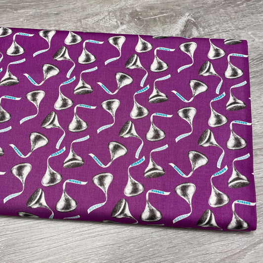 Chocolate Hershey Kisses Fabric - Purple - Celebrate collection