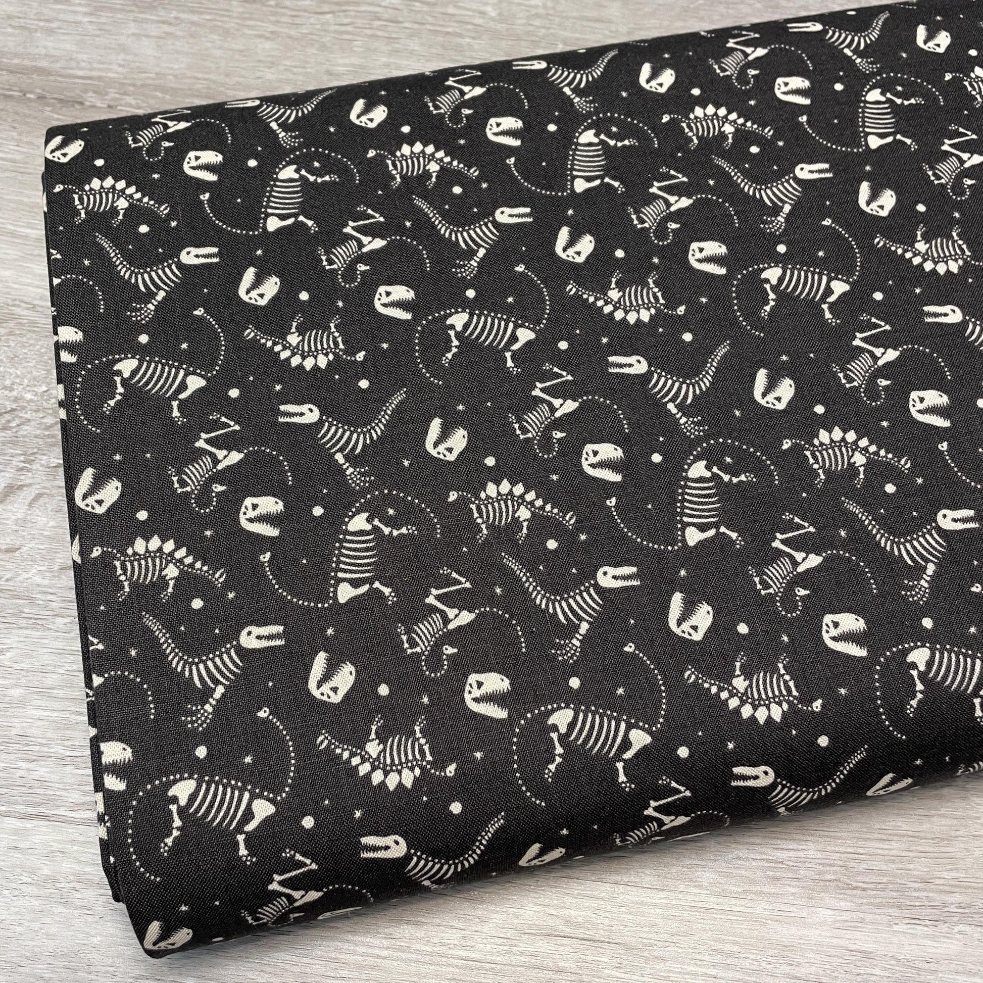 Dinosaur Fabric - Dino Bones - Charcoal