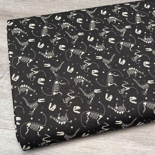 Dinosaur Fabric - Dino Bones - Charcoal