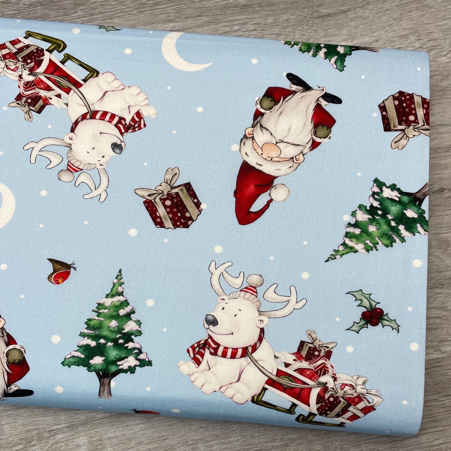 Santa's Sleigh Fabric - Driving Home for Christmas - Craft Cotton Company - 100% cotton fabric