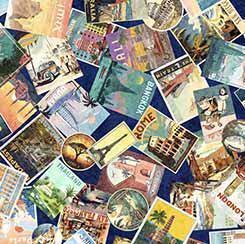 Travel Fabric - 100% Cotton - Globetrotter Travel Posters - QT Fabrics