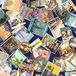 Travel Fabric - 100% Cotton - Globetrotter Travel Posters - QT Fabrics