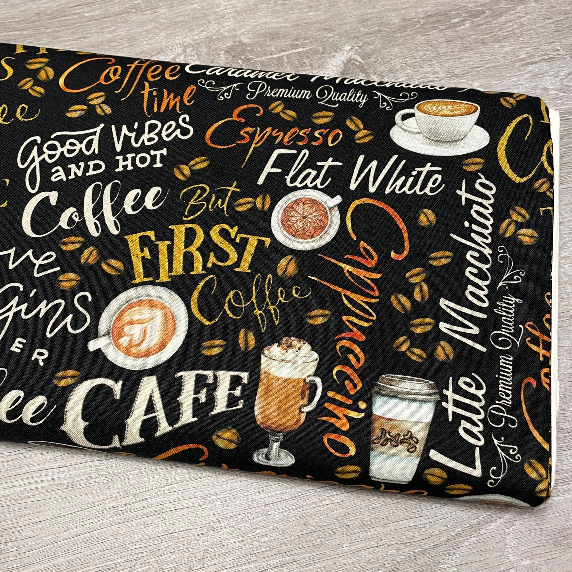 Coffee fabric - Fresh Brewed Words by Benartex