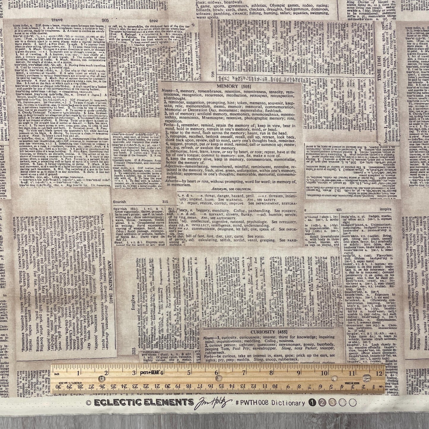 Tim Holtz Dictionary - Neutral - 100% Cotton Fabric - FreeSpirit - Eclectic Elements - Foundations Collection