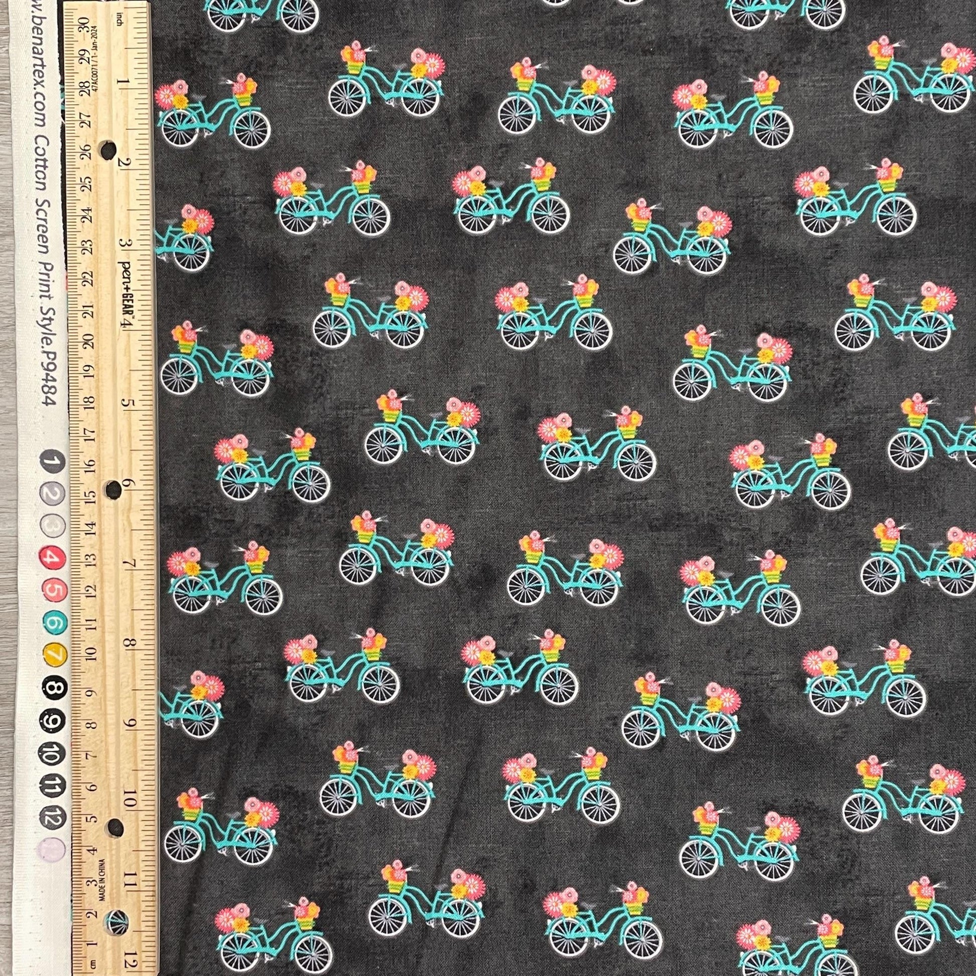 Bicycle Time Slate Multi - At Home Collection - Benartex - 100% Cotton Fabric
