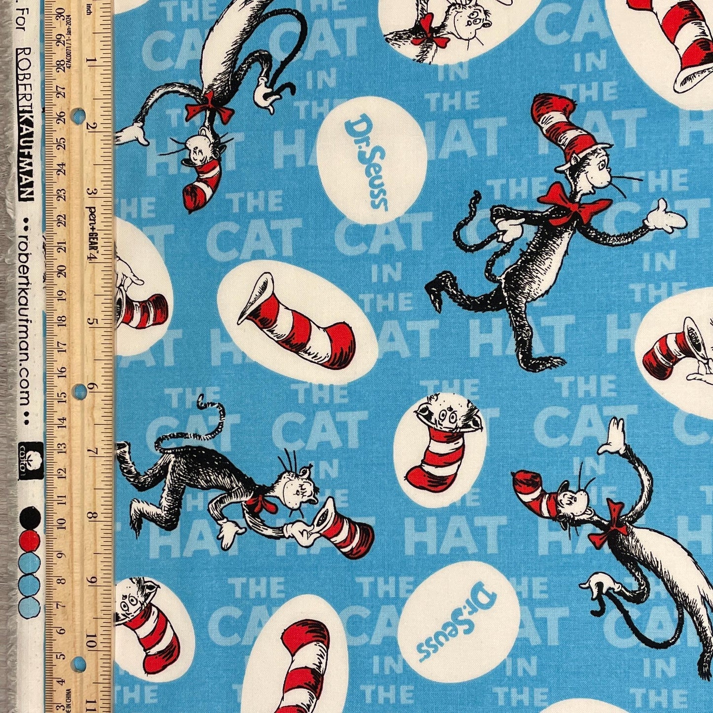 Cat In The Hat Fabric - Dr. Seuss Clever Cat Toss - Robert Kaufman - 100% cotton